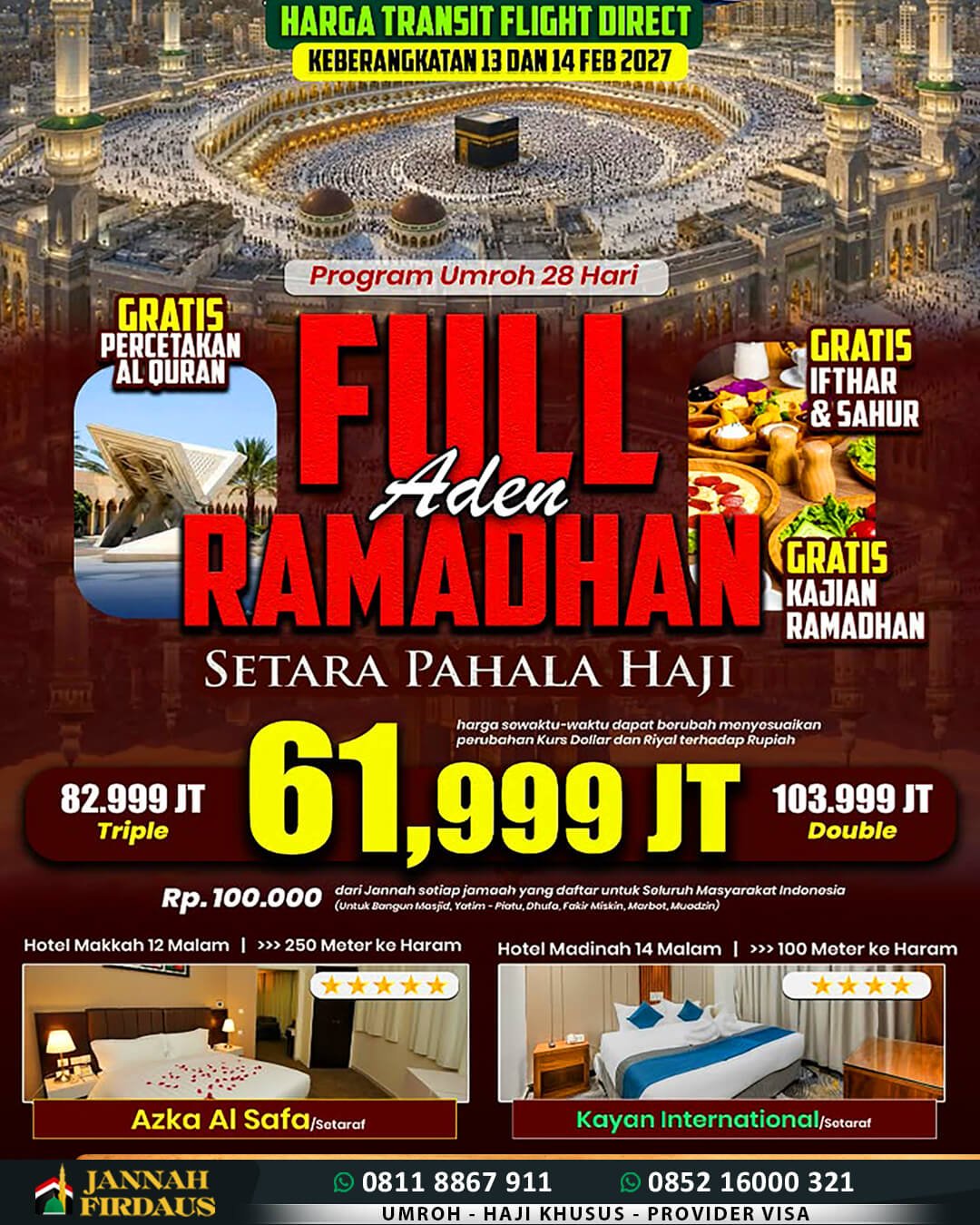 paket umroh full ramadhan 2027 jannah firdaus 28 hari aden 1448 hijriah