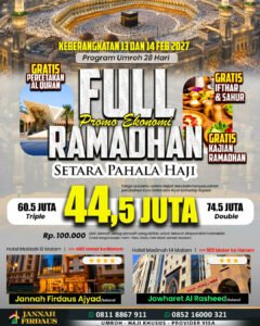 paket umroh full ramadhan 2027 jannah firdaus 28 hari ekonomis 1448 hijriah new