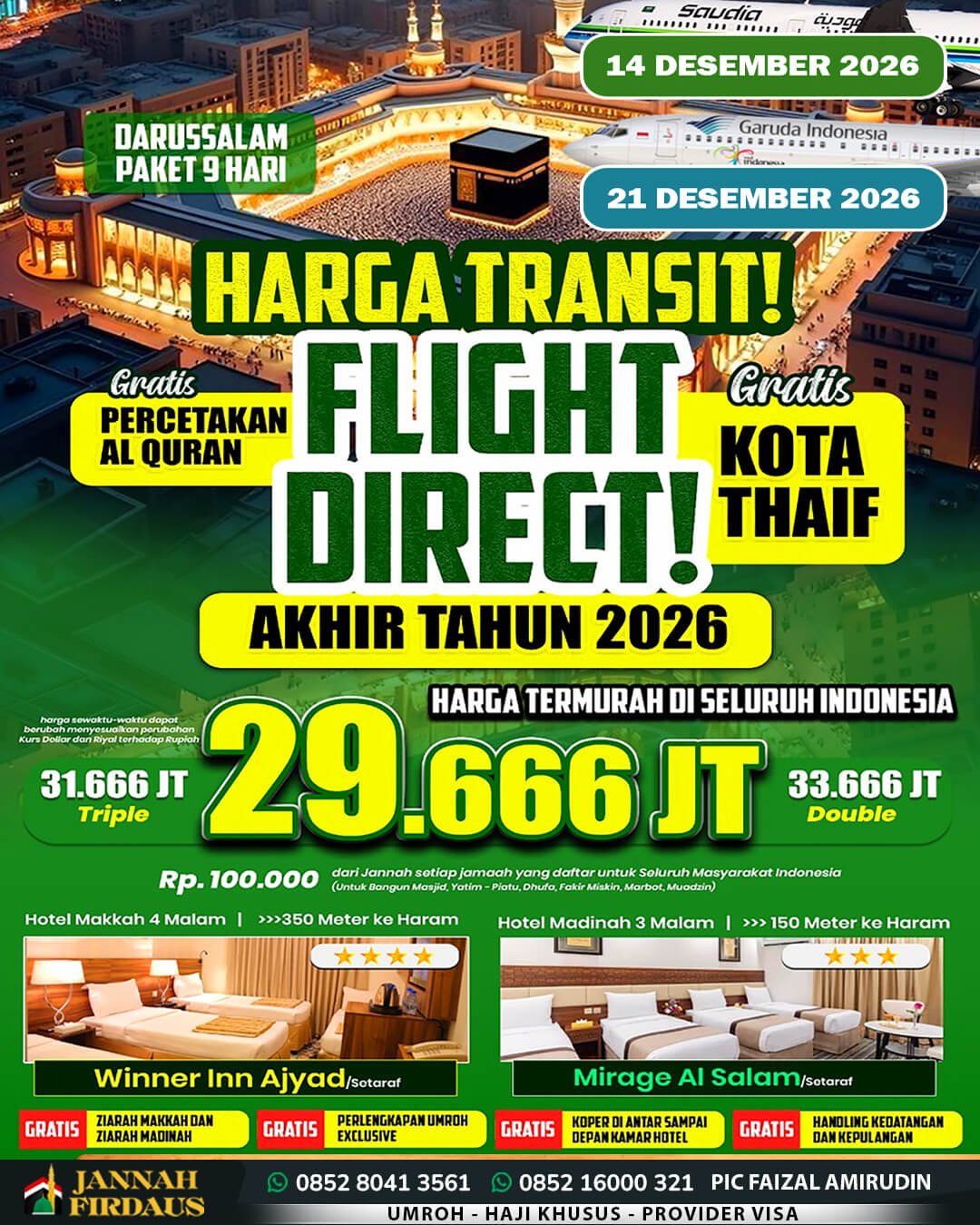 umroh akhir tahun 2026 paket darussalam 9 hari