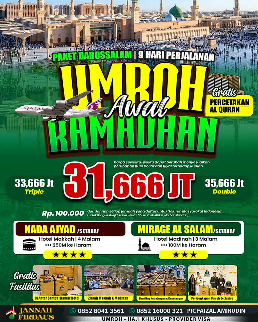 umroh awal ramadhan 2027 jannah firdaus paket 9 hari darussalam