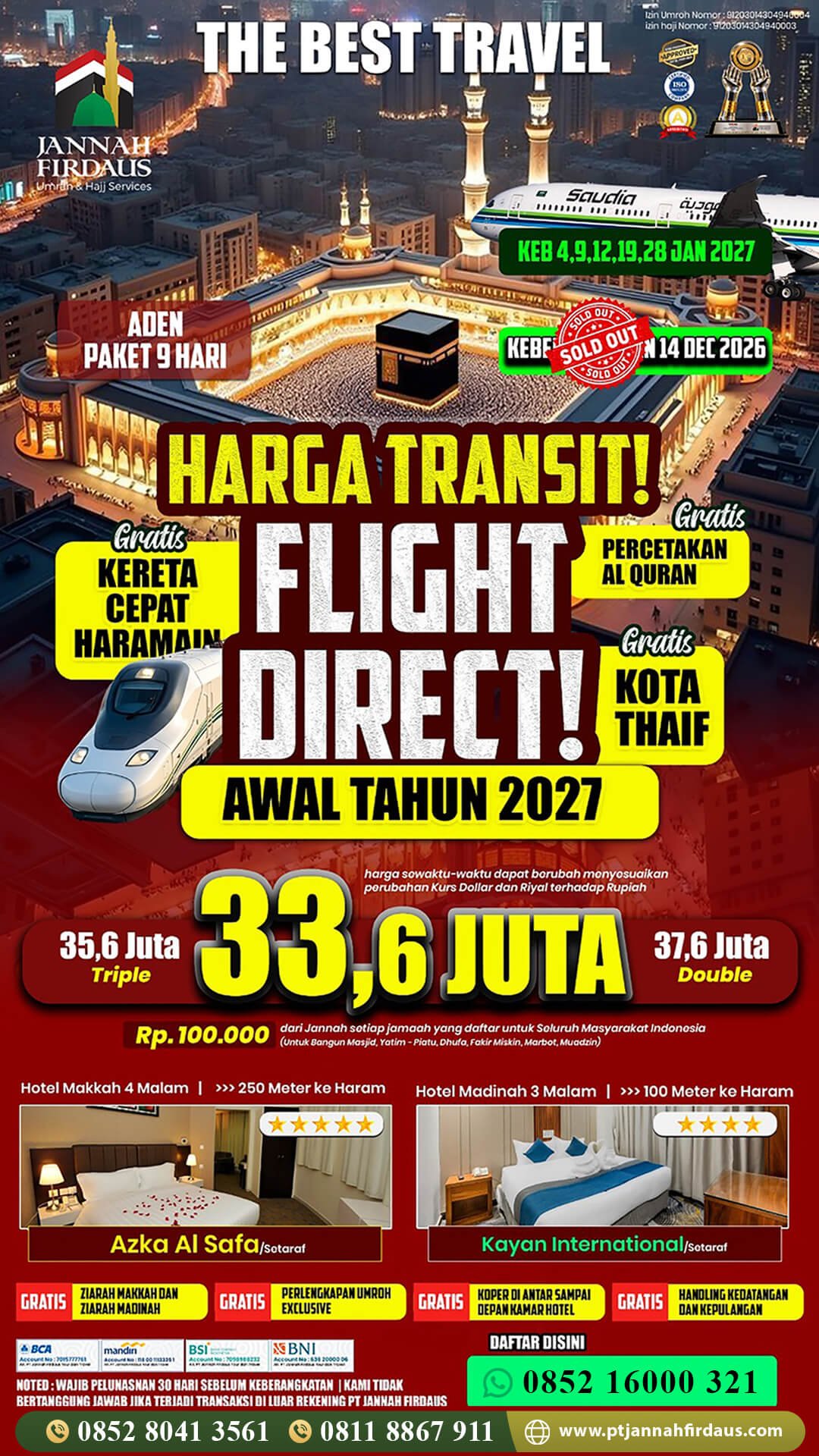 Harga Umroh Januari 2027 10 umroh awal tahun 2027 jannah firdaus bulan januari paket aden