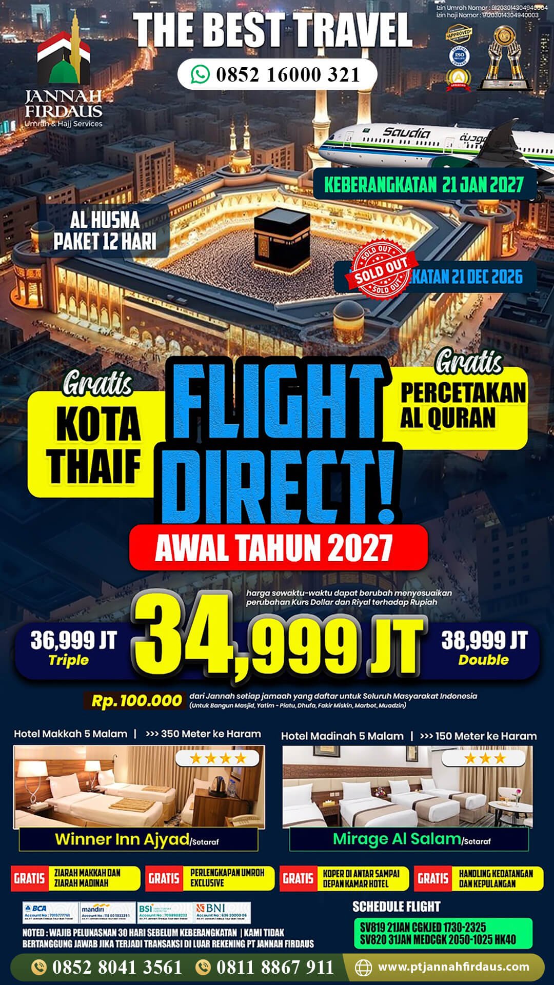 Travel Umroh 2026 2027 28 umroh awal tahun 2027 jannah firdaus bulan januari paket alhusna