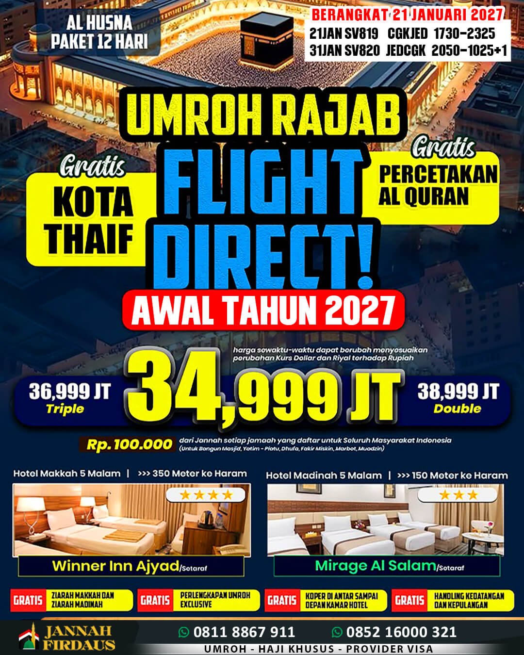 umroh bulan januari 2027 paket alhusna