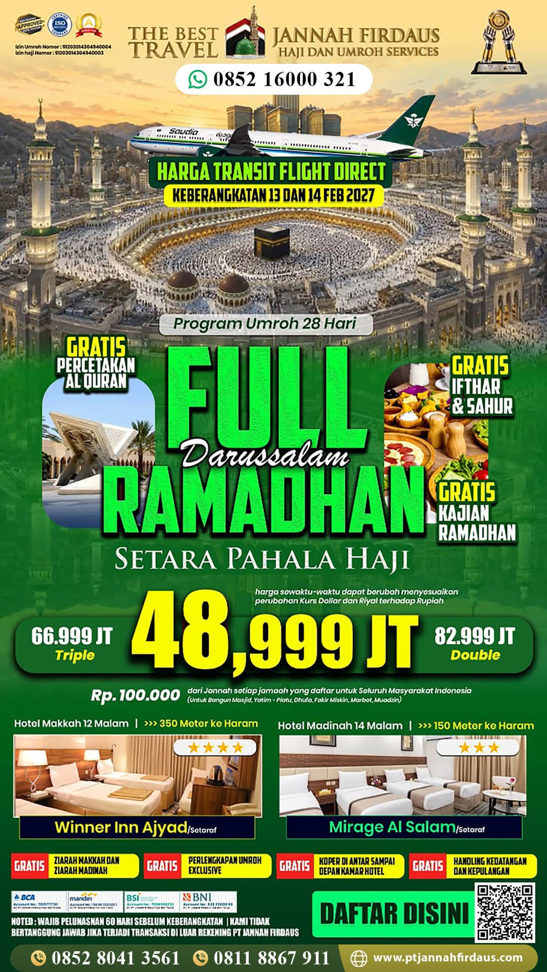 Travel Umroh 2026 2027 35 umroh full ramadhan 2027 jannah firdaus paket 28 hari darussalam 1448 hijriah