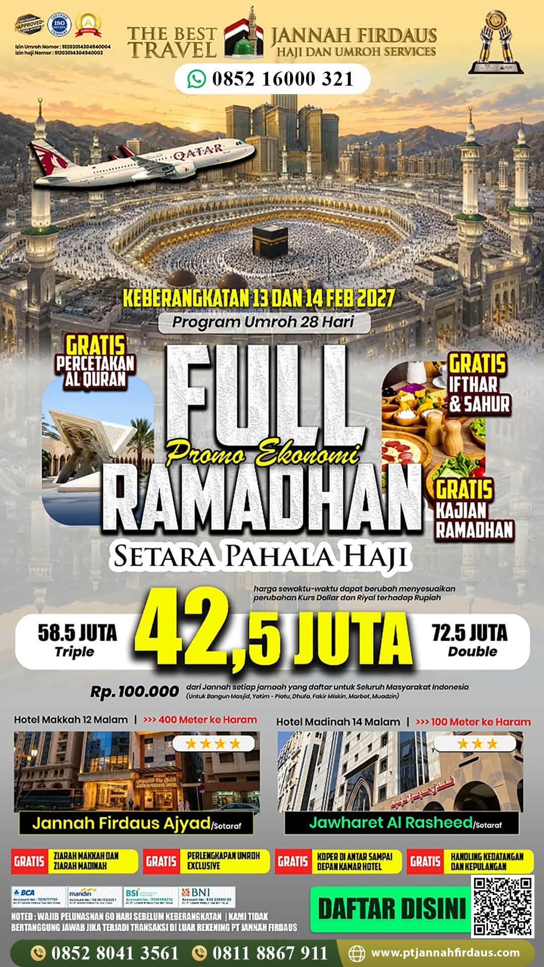 Travel Umroh 2026 2027 34 umroh full ramadhan 2027 jannah firdaus paket 28 hari ekonomis 1448 hijriah