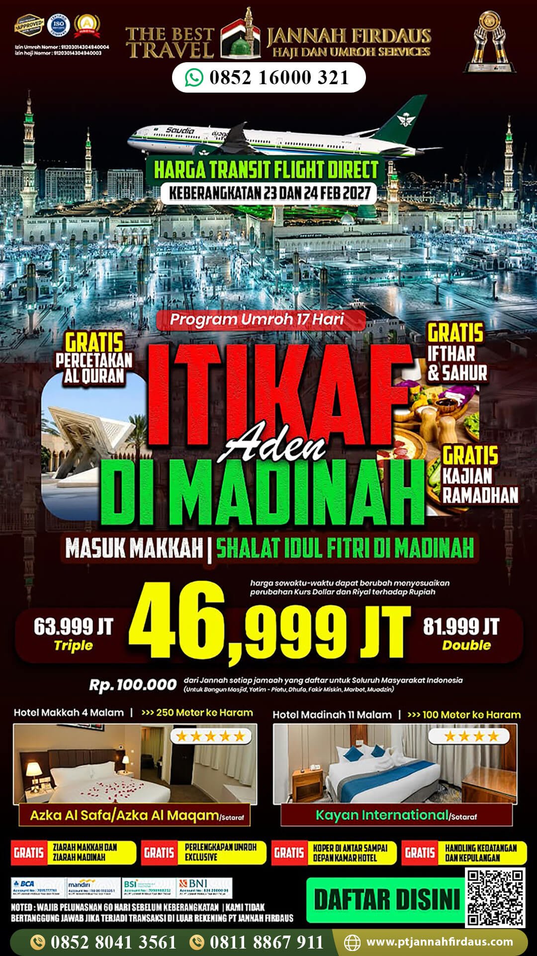 umroh itikaf ramadhan 2027 di madinah paket aden