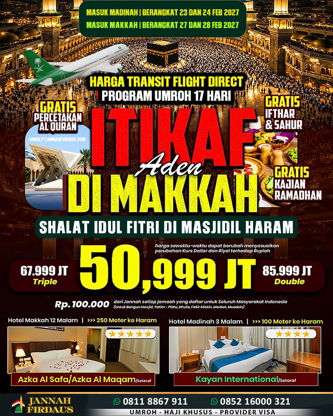 umroh itikaf ramadhan 2027 jannah firdaus paket 17 hari aden shalat idul fitri di masjidil haram