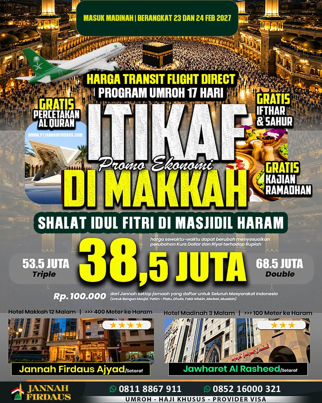 umroh itikaf ramadhan 2027 jannah firdaus paket 17 hari ekonomis shalat idul fitri di masjidil haram