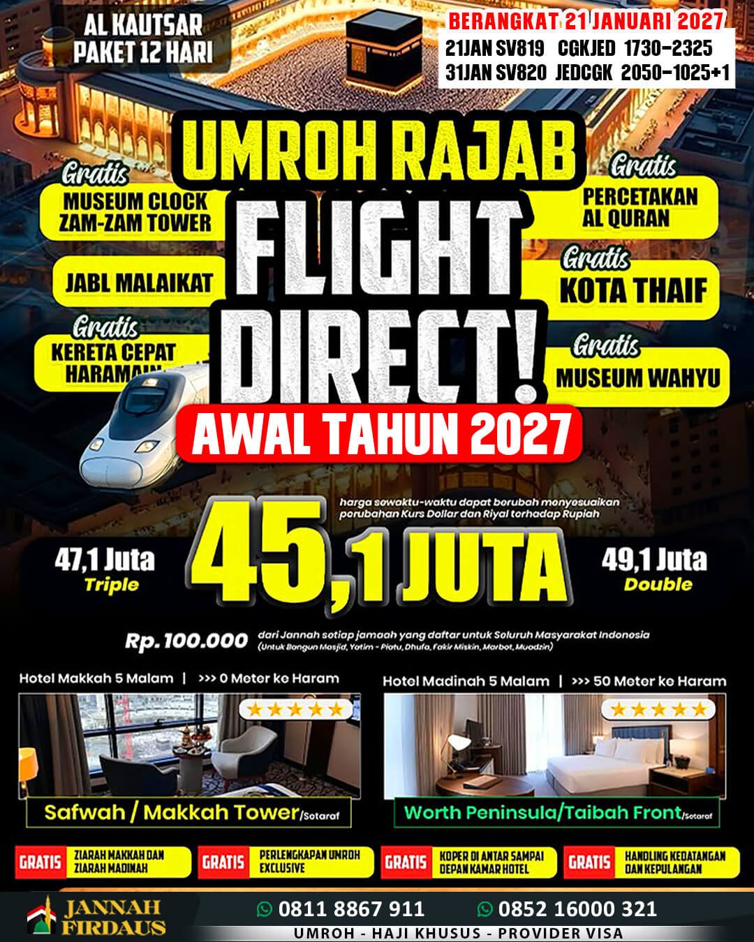 umroh januari 2027 jannah firdaus paket 12 hari alkautsar