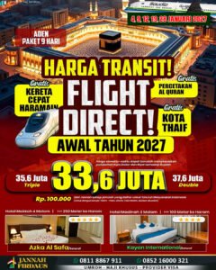 umroh januari 2027 jannah firdaus paket 9 hari aden