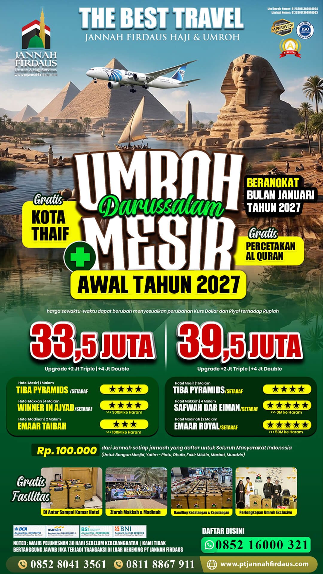 umroh plus mesir awal tahun 2027 paket darussalam 10 hari
