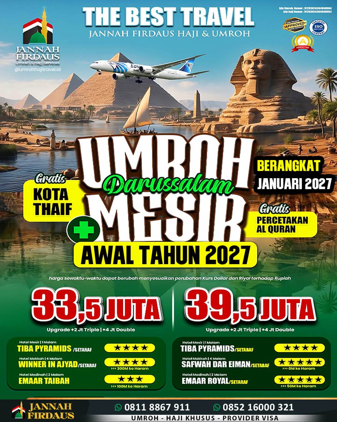 umroh plus mesir bulan januari 2027 paket 10 hari