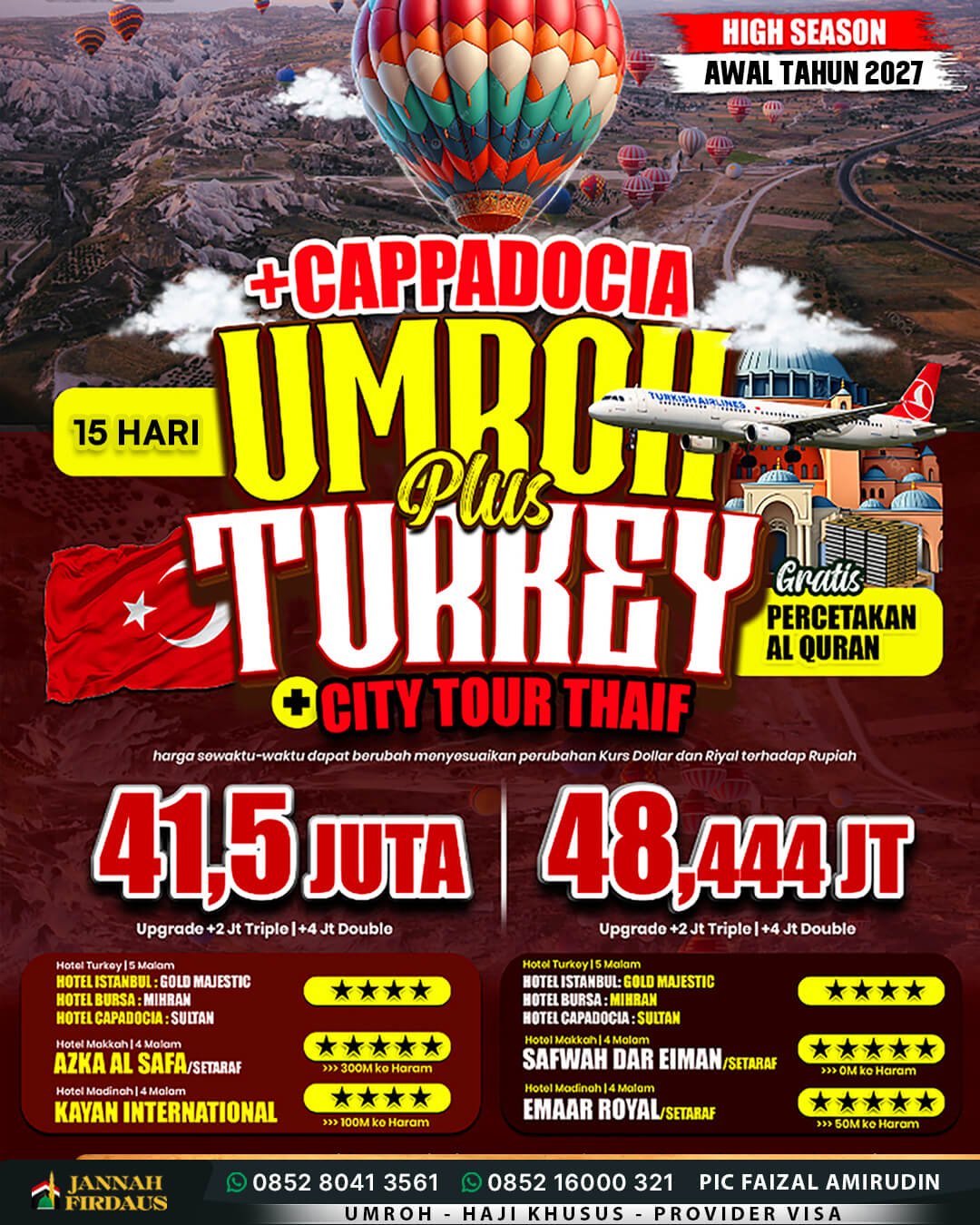 umroh plus turki cappadocia awal tahun 2027 jannah firdaus