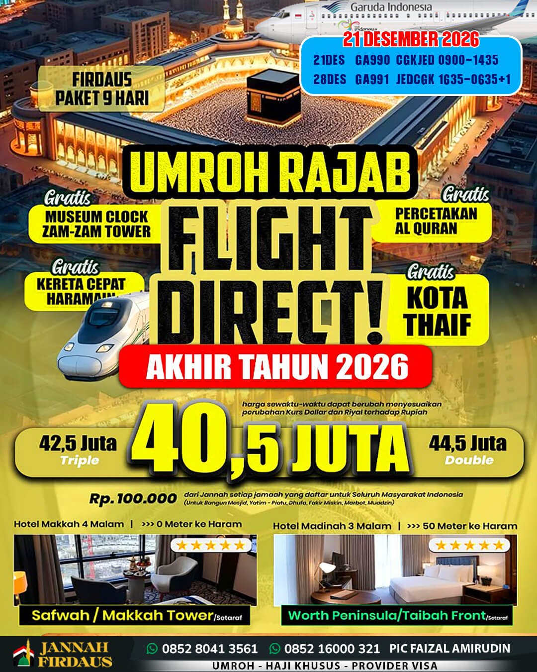 Jannah Firdaus Tour Travel Umroh Haji 115 umroh 9 hari 21 desember 2026 paket firdaus