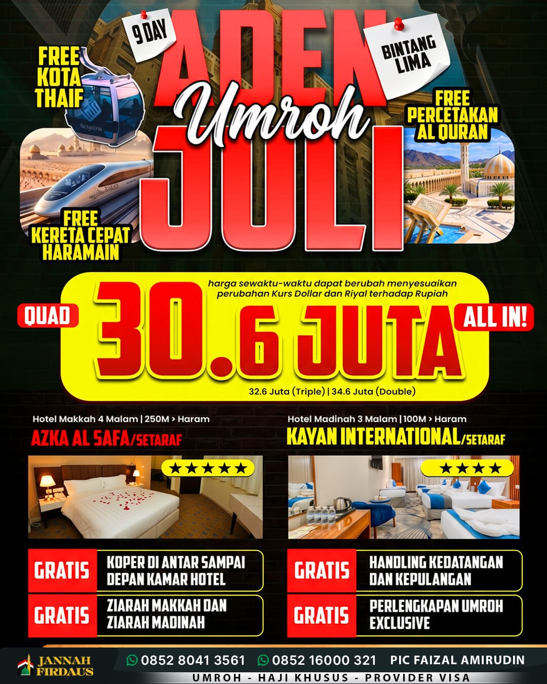 Harga Paket Umroh 2026 2027 208 umroh juli 2027 aden