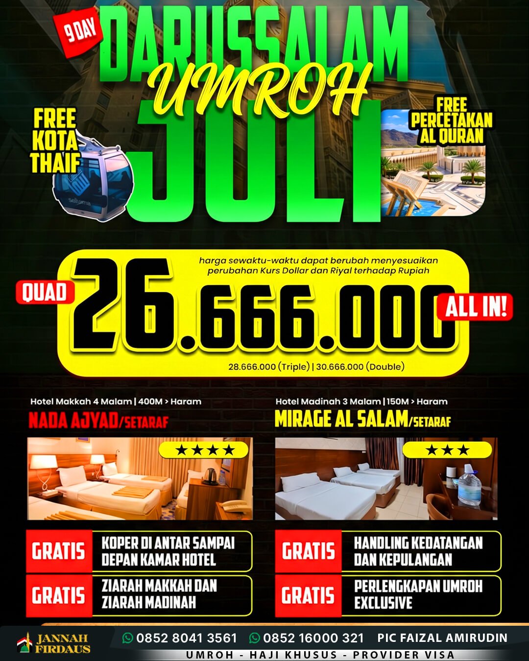 Harga Paket Umroh 2026 2027 207 umroh juli 2027 darussalam