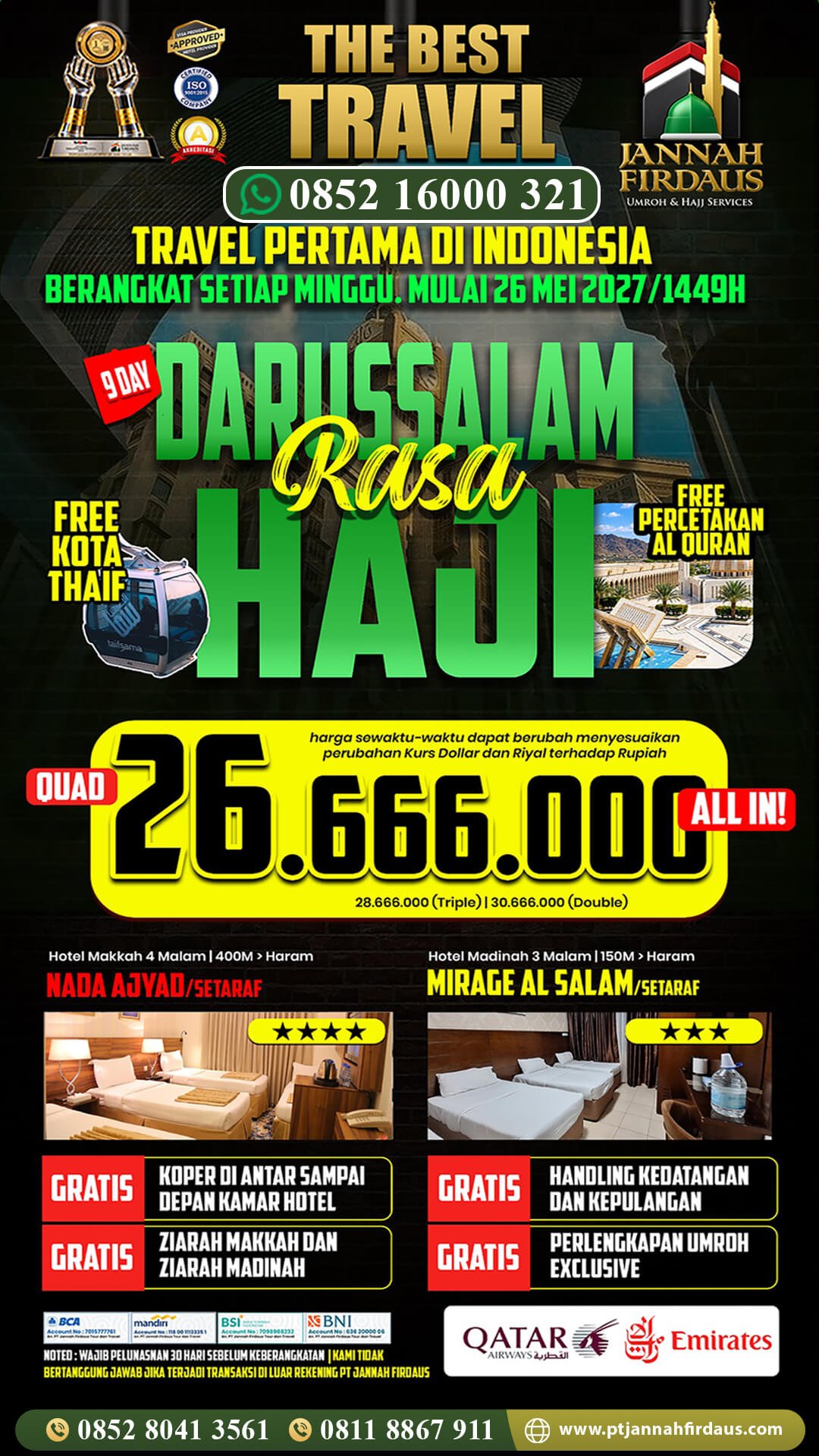 Harga Umroh Mei 2027 2 umroh mei 2027 jannah Firdaus paket darussalam