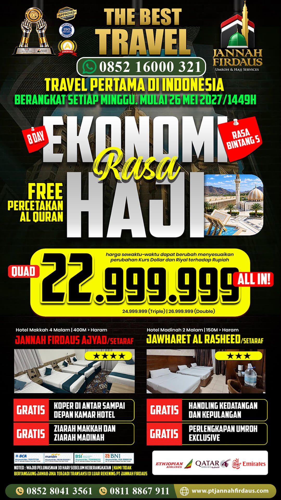 Harga Umroh Mei 2027 1 umroh mei 2027 jannah Firdaus paket promo ekonomis
