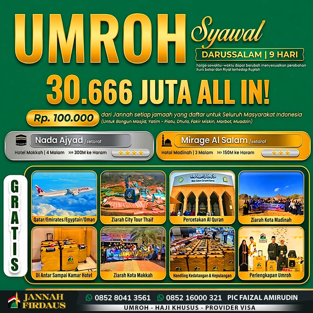 umroh syawal 2027 1448 hijriah paket darussalam